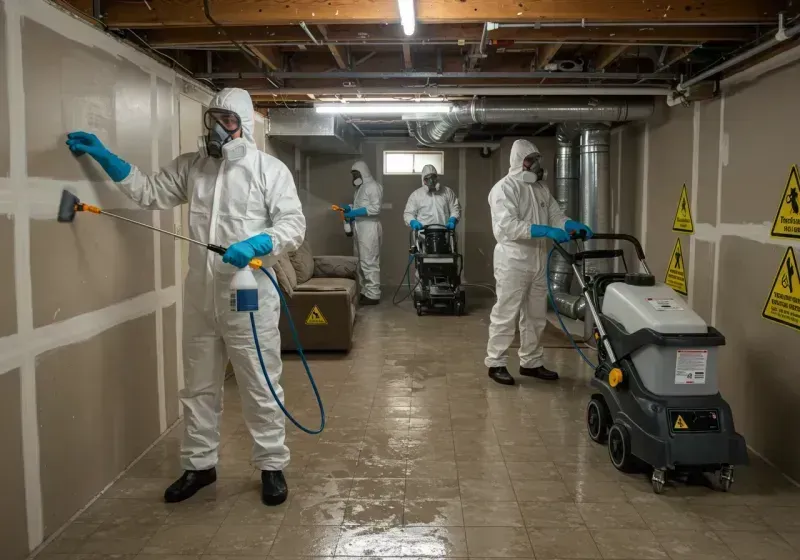 Basement Moisture Removal and Structural Drying process in Teaticket, MA